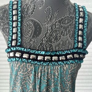 Tory Burch Blue and White Patterned Silk Dress Small